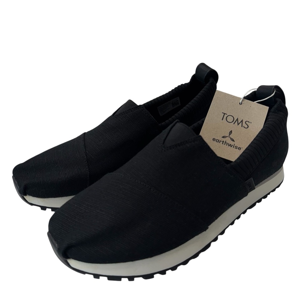 TOMS Men Alp Resident 2.0 Black Heritage Canvas Slip On Sneakers Size 8 NWT
